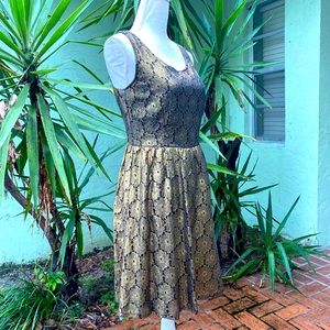 Anthropologie Black and Gold Cocktail Party Dress